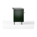 ILVE Nostalgie II 48-Inch Dual Fuel Range with 5 Burners, Griddle, & French Top with Triple Glass Door Oven in Emerald Green with Brass Trim (UP48FSNMPEGG)