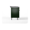 ILVE Nostalgie II 48-Inch Dual Fuel Range with 5 Burners, Griddle, & French Top with Triple Glass Door Oven in Emerald Green with Copper Trim (UP48FSNMPEGP)