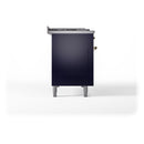 ILVE Nostalgie II 48-Inch Dual Fuel Range with 5 Burners, Griddle, & French Top with Triple Glass Door Oven in Midnight Blue with Brass Trim (UP48FSNMPMBG)