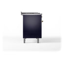 ILVE Nostalgie II 48-Inch Natural Gas Dual Fuel Range with 5 Burners, Griddle, & French Top with Triple Glass Door Oven in Midnight Blue with Brass Trim (UP48FSNMPMBG)