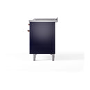 ILVE Nostalgie II 48-Inch Natural Gas Dual Fuel Range with 5 Burners, Griddle, & French Top with Triple Glass Door Oven in Midnight Blue with Copper Trim (UP48FSNMPMBP)