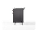 ILVE Nostalgie II 48-Inch Natural Gas Dual Fuel Range with 5 Burners, Griddle, & French Top with Triple Glass Door Oven in Matte Graphite with Bronze Trim (UP48FSNMPMGB)