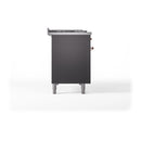 ILVE Nostalgie II 48-Inch Propane Gas Dual Fuel Range with 5 Burners, Griddle, & French Top with Triple Glass Door Oven in Matte Graphite with Copper Trim (UP48FSNMPMGPLP)