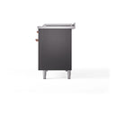 ILVE Nostalgie II 48-Inch Natural Gas Dual Fuel Range with 5 Burners, Griddle, & French Top with Triple Glass Door Oven in Matte Graphite with Copper Trim (UP48FSNMPMGP)