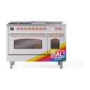 ILVE Nostalgie II 48-Inch Dual Fuel Range with 5 Burners, Griddle, & French Top with Triple Glass Door Oven in Custom RAL with Copper Trim (UP48FSNMPRAP)