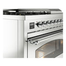 ILVE Nostalgie II 48-Inch Propane Gas Dual Fuel Range with 5 Burners, Griddle, & French Top with Triple Glass Door Oven in Stainless Steel with Chrome Trim (UP48FSNMPSSCLP)