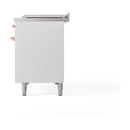 ILVE Nostalgie II 48-Inch Propane Gas Dual Fuel Range with 5 Burners, Griddle, & French Top with Triple Glass Door Oven in White with Copper Trim (UP48FSNMPWHPLP)