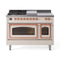 ILVE Nostalgie II Noblesse 48-Inch Natural Gas Dual Fuel Range with 5 Burners, Griddle, & French Top with Triple Glass Door Oven in Antique White with Copper Trim (UN48FSNMPAWP)