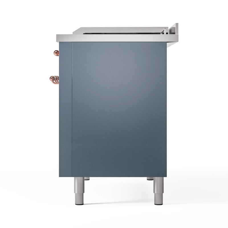 ILVE Nostalgie II 48-Inch Dual Fuel Freestanding Range in Blue Grey with Copper Trim (UP48FSNMPBGP)