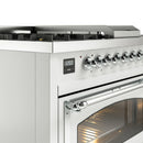 ILVE 48-Inch Nostalgie II Noblesse Propane Gas Dual Fuel Range with 5 Sealed Burners, Griddle, French Top and Triple Glass Door Oven in White with Chrome Trim (UN48FSNMPWHCLP)
