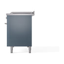 ILVE Professional Plus II 48-inch Natural Gas Dual Fuel Range with 5 Burners, Griddle, & French Top with Solid Door Oven in Blue Grey (UP48FSQMPBG)