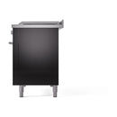 ILVE Professional Plus II 48-inch Natural Gas Dual Fuel Range with 5 Burners, Griddle, & French Top with Solid Door Oven in Glossy Black (UP48FSQMPBK)