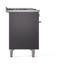 ILVE Professional Plus II 48-inch Propane Gas Dual Fuel Range with 5 Burners, Griddle, & French Top with Solid Door Oven in Matte Graphite (UP48FSQMPMGLP)