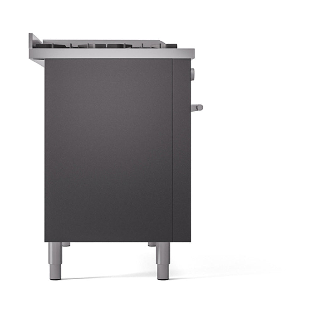 Matte graphite solid door side panel for gas range with control knob and feet