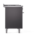 ILVE Professional Plus II 48-inch Natural Gas Dual Fuel Range with 5 Burners, Griddle, & French Top with Solid Door Oven in Matte Graphite (UP48FSQMPMG)