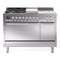 ILVE Professional Plus II 48-inch Natural Gas Dual Fuel Range with 5 Burners, Griddle, & French Top with Solid Door Oven in Stainless Steel (UP48FSQMPSS)