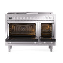 ILVE Professional Plus II 48-inch Propane Gas Dual Fuel Range with 5 Burners, Griddle, & French Top with Solid Door Oven in Stainless Steel (UP48FSQMPSSLP)