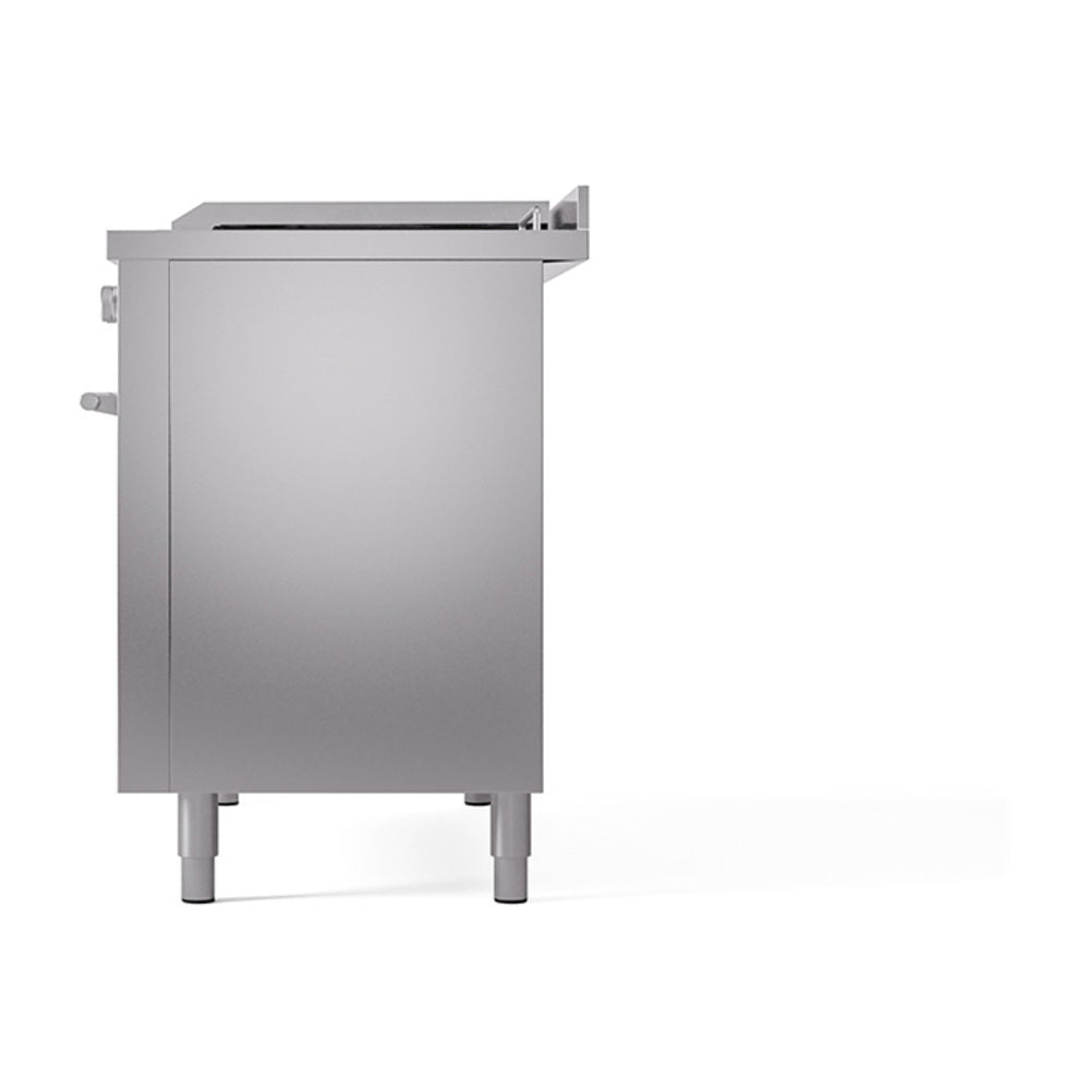Stainless steel range rear panel with side controls and four adjustable legs