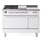 ILVE Professional Plus II 48-inch Natural Gas Dual Fuel Range with 5 Burners, Griddle, & French Top with Solid Door Oven in White (UP48FSQMPWH)