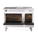 ILVE Professional Plus II 48-inch Natural Gas Dual Fuel Range with 5 Burners, Griddle, & French Top with Solid Door Oven in White (UP48FSQMPWH)