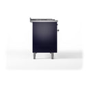 ILVE Nostalgie II 48-Inch Natural Gas Dual Fuel Range with 5 Burners, Griddle, & French Top, with Solid Door Oven in Matte Graphite with Chrome Trim (UP48FSQNMPMGC)