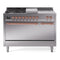 ILVE Nostalgie II 48-Inch Natural Gas Dual Fuel Range with 5 Burners, Griddle, & French Top, with Solid Door Oven in Stainless Steel with Copper Trim (UP48FSQNMPSSP)