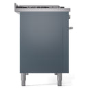 ILVE Professional Plus II 48-inch Propane Gas Dual Fuel Range with 5 Burners, Griddle, & French Top with Triple Glass Door Oven in Blue Grey (UP48FSWMPBGLP)