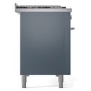 ILVE Professional Plus II 48-inch Natural Gas Dual Fuel Range with 5 Burners, Griddle, & French Top with Triple Glass Door Oven in Blue Grey (UP48FSWMPBG)
