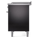 ILVE 48-inch Professional Plus II Natural Gas Dual Fuel Range with 5 Burners, Griddle, French Top, and Triple Glass Door Oven in Glossy Black (UP48FSWMPBK)