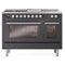 ILVE Professional Plus II 48-inch Natural Gas Dual Fuel Range with 5 Burners, Griddle, & French Top with Triple Glass Door Oven in Matte Graphite (UP48FSWMPMG)