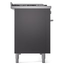 ILVE Professional Plus II 48-inch Natural Gas Dual Fuel Range with 5 Burners, Griddle, & French Top with Triple Glass Door Oven in Matte Graphite (UP48FSWMPMG)