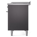 ILVE Professional Plus II 48-inch Propane Gas Dual Fuel Range with 5 Burners, Griddle, & French Top with Triple Glass Door Oven in Matte Graphite (UP48FSWMPMGLP)
