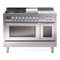ILVE Professional Plus II 48-inch Natural Gas Dual Fuel Range with 5 Burners, Griddle, & French Top with Triple Glass Door Oven in Stainless Steel (UP48FSWMPSS)