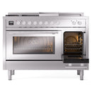 ILVE Professional Plus II 48-inch Natural Gas Dual Fuel Range with 5 Burners, Griddle, & French Top with Triple Glass Door Oven in Stainless Steel (UP48FSWMPSS)
