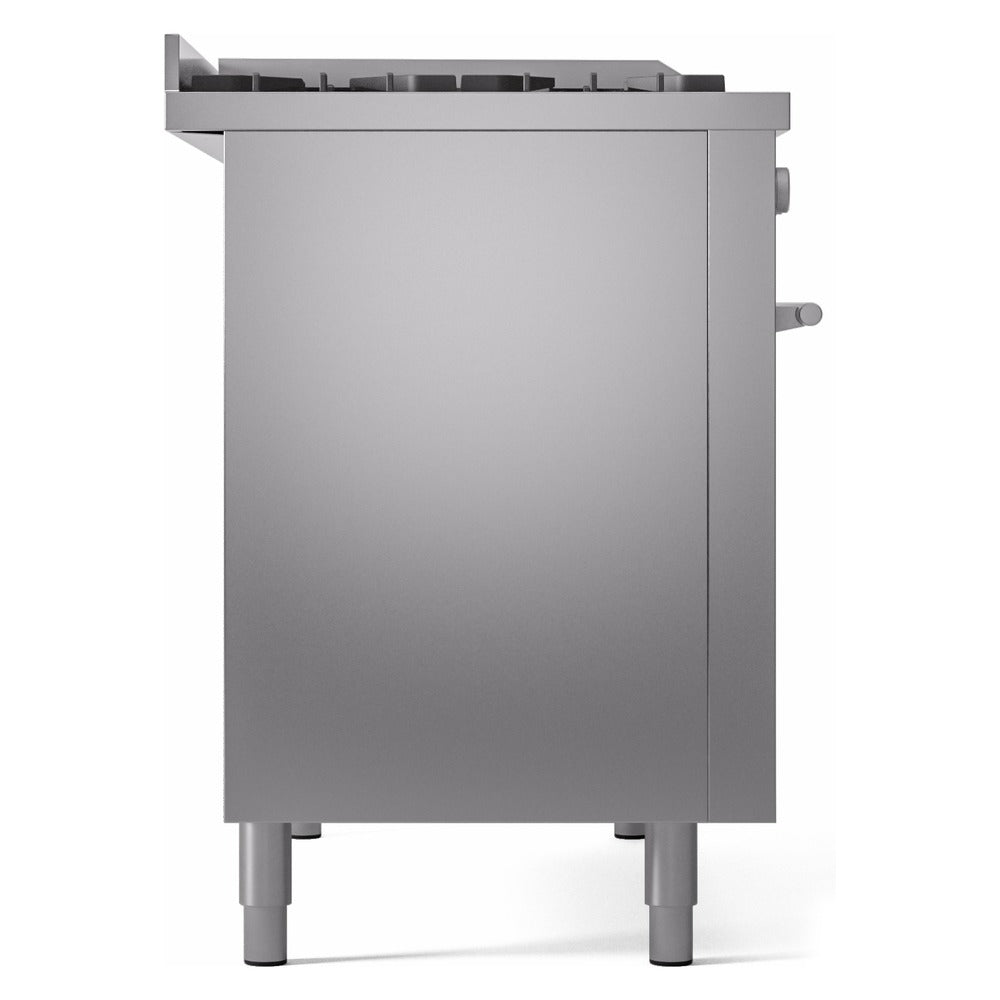 Stainless steel side panel of dual fuel range with adjustable leveling legs
