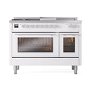 ILVE Professional Plus II 48-inch Propane Gas Dual Fuel Range with 5 Burners, Griddle, & French Top with Triple Glass Door Oven in White (UP48FSWMPWHLP)