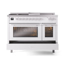 ILVE Professional Plus II 48-inch Propane Gas Dual Fuel Range with 5 Burners, Griddle, & French Top with Triple Glass Door Oven in White (UP48FSWMPWHLP)