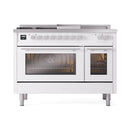 ILVE Professional Plus II 48-inch Natural Gas Dual Fuel Range with 5 Burners, Griddle, & French Top with Triple Glass Door Oven in White (UP48FSWMPWH)