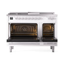 ILVE Professional Plus II 48-inch Natural Gas Dual Fuel Range with 5 Burners, Griddle, & French Top with Triple Glass Door Oven in White (UP48FSWMPWH)
