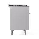 ILVE Professional Plus II 48-inch Propane Gas Dual Fuel Range with 5 Burners, Griddle, & French Top with Triple Glass Door Oven in White (UP48FSWMPWHLP)