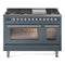 ILVE 48-Inch Professional Plus II Freestanding Natural Gas Dual Fuel Range with 8 Sealed Burner in Blue Grey (UP48FWMPBG)