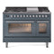 ILVE 48-Inch Professional Plus II Freestanding Dual Fuel Range with 8 Sealed Burner in Blue Grey (UP48FWMPBG)