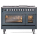 ILVE 48-Inch Professional Plus II Freestanding Natural Gas Dual Fuel Range with 8 Sealed Burner in Blue Grey (UP48FWMPBG)