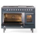 ILVE 48-Inch Professional Plus II Freestanding Natural Gas Dual Fuel Range with 8 Sealed Burner in Blue Grey (UP48FWMPBG)