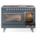 ILVE 48-Inch Professional Plus II Freestanding Natural Gas Dual Fuel Range with 8 Sealed Burner in Blue Grey (UP48FWMPBG)