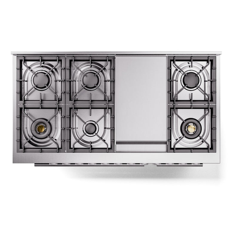 ILVE 48-Inch Professional Plus II Freestanding Dual Fuel Range with 8 Sealed Burner in Blue Grey (UP48FWMPBG)