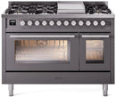 ILVE 48-Inch Professional Plus II Freestanding Natural Gas Dual Fuel Range with 8 Sealed Burner in Matte Graphite (UP48FWMPMG)