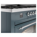 ILVE Nostalgie II 60-Inch Freestanding Natural Gas Dual Fuel Range in Blue Grey with Chrome Trim (UP60FNMPBGC)