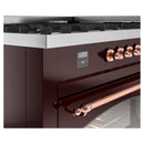 ILVE 60-Inch Nostalgie II Natural Gas Dual Fuel Range with 9 Burners, Griddle and Triple Glass Door Oven in Burgundy with Copper Trim (UP60FNMPBUP)