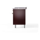 ILVE 60-Inch Nostalgie II Propane Gas Dual Fuel Range with 9 Burners, Griddle and Triple Glass Door Oven in Burgundy with Copper Trim (UP60FNMPBUPLP)